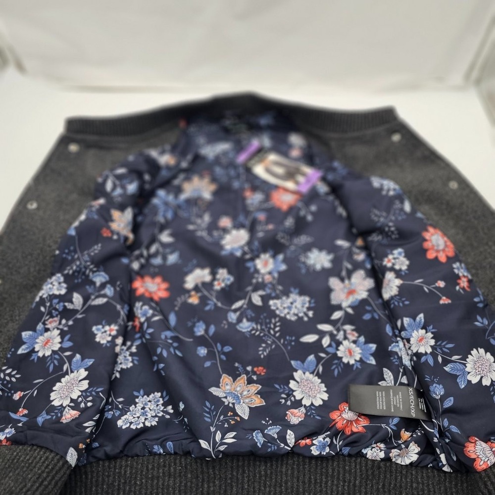 NWT Well Worn Womens Size XS  Charcoal Grey Bomber Jacket Snap-up Pockets - Picture 4 of 6